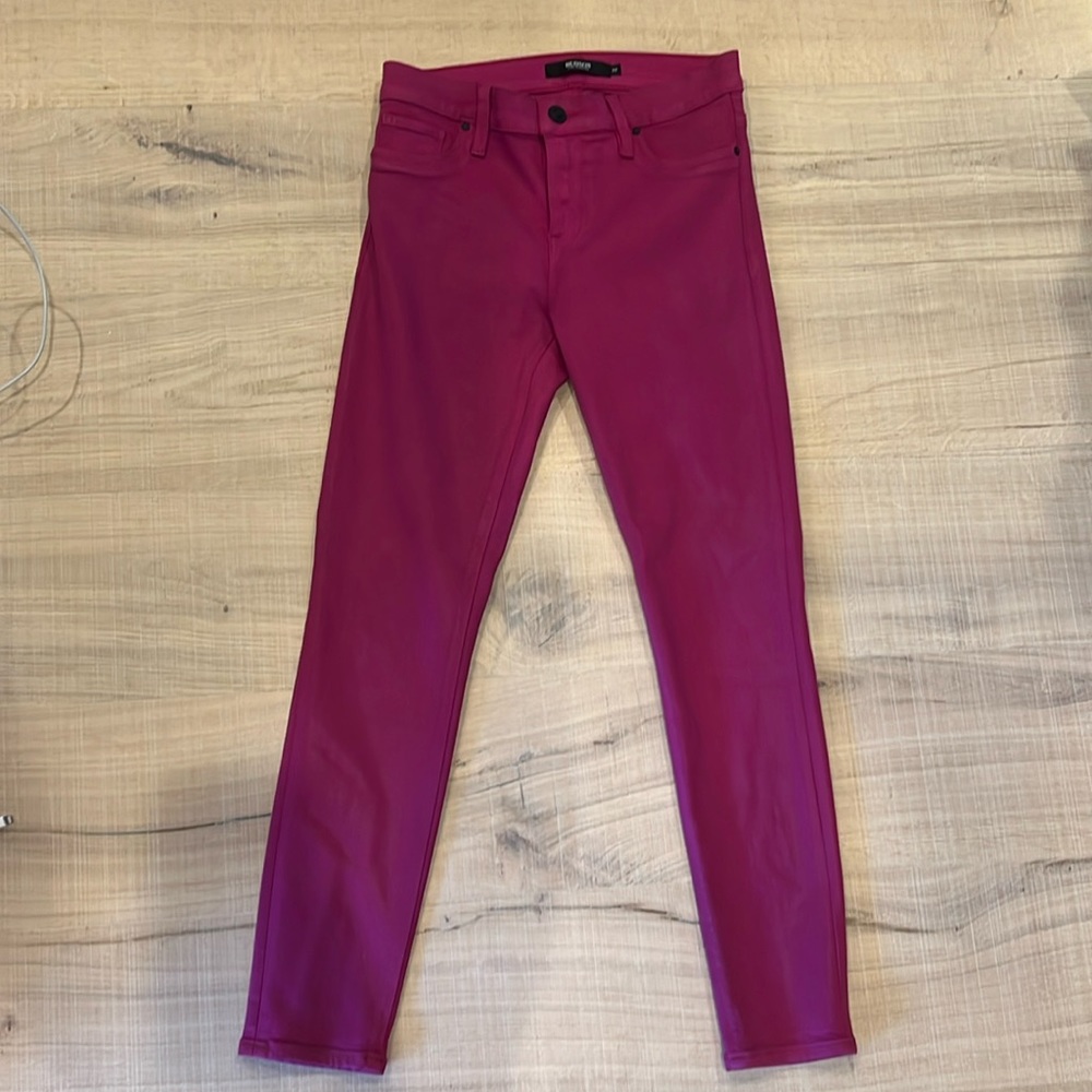 Hudson waxed skinny jeans magenta 29
